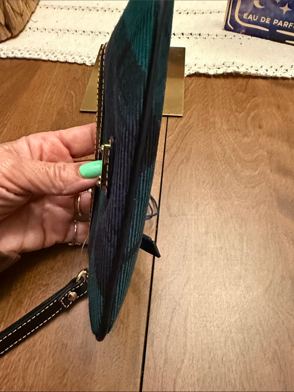 Dooney & Bourke Green and Black Plaid Wristlet - Picture 6 of 10
